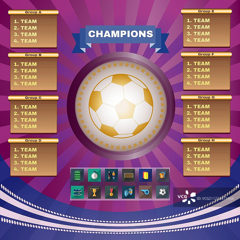 足球冠军小组和队伍图片素材
