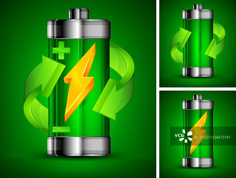 电池回收绿色背景10伏图片素材