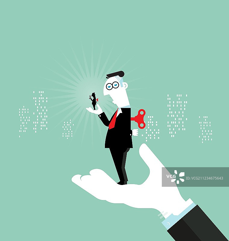 带发条钥匙的商人图片素材