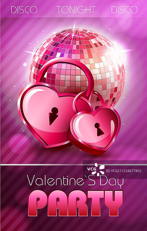 情人节迪斯科风格心形海报图片素材