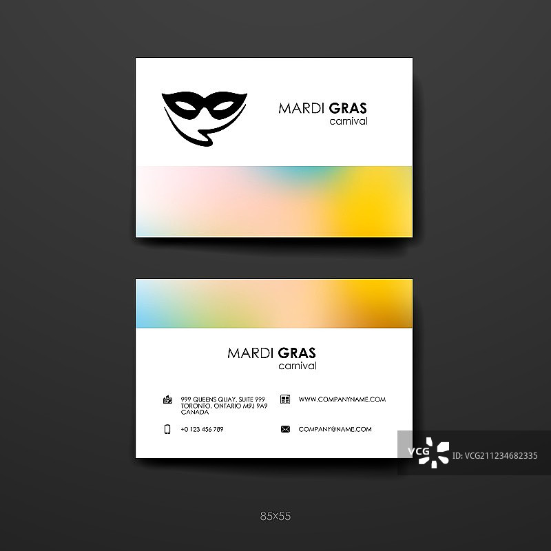 狂欢节主题名片设计模板套装图片素材