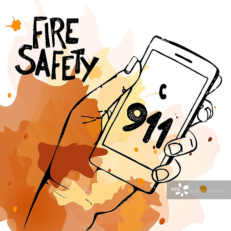 手持显示911号码的手机图片素材