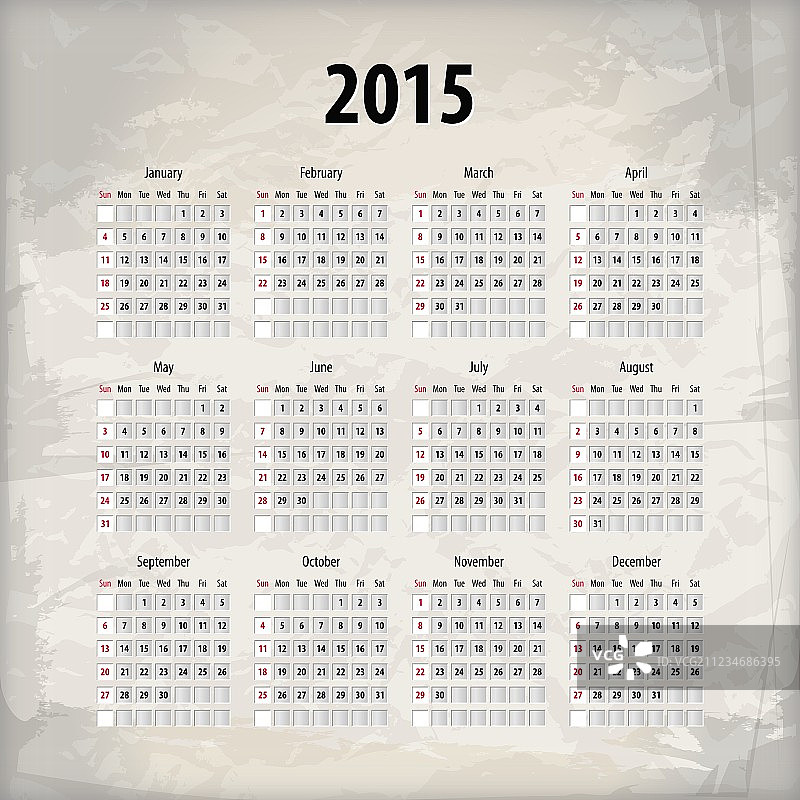 纹理背景上的2015年日历图片素材