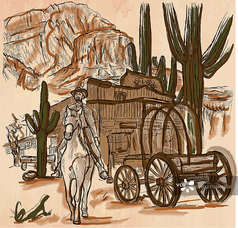 狂野西部手绘警长图片素材