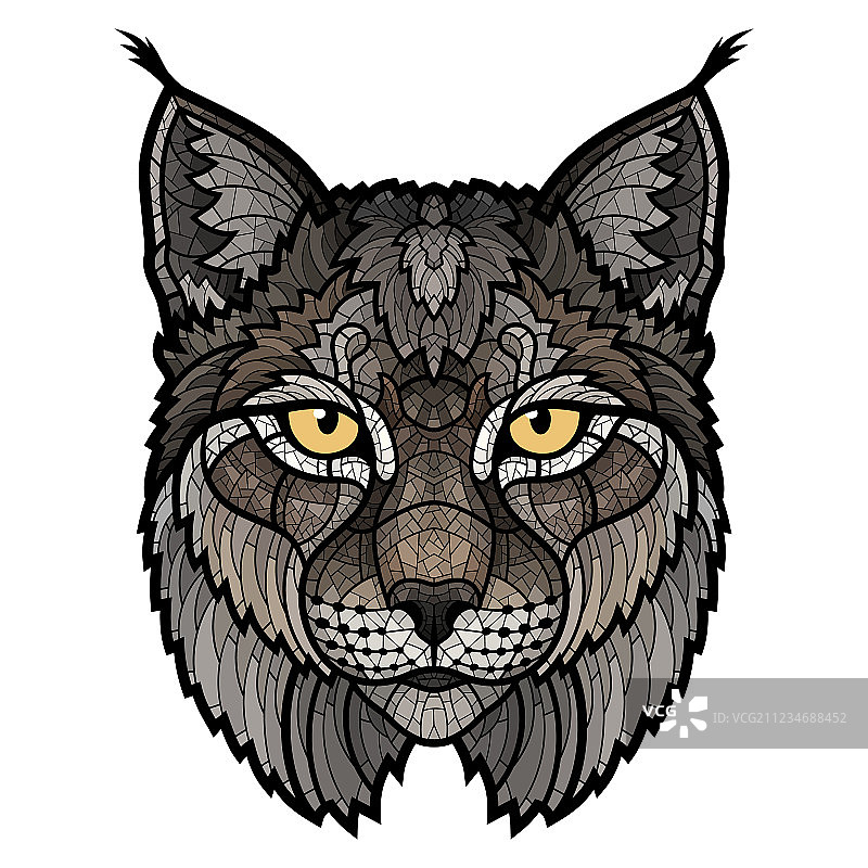 孤立的猞猁吉祥物头像图片素材