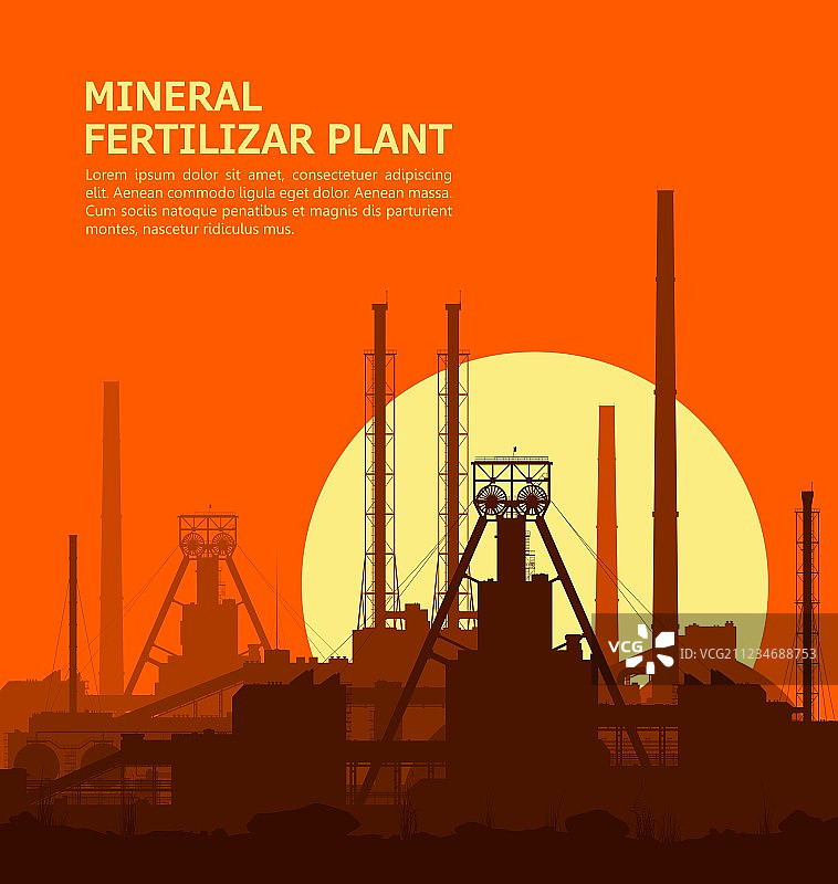 日落时分的矿物肥料厂图片素材