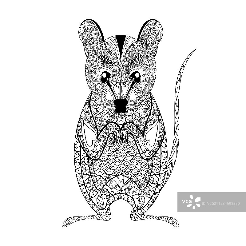 成人抗压的Zentangle负鼠图腾图片素材