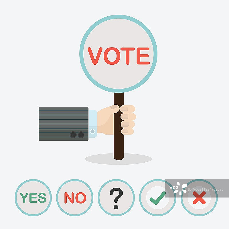 手握概念投票标志划桨图片素材