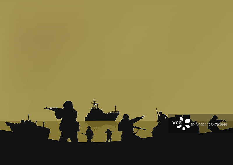 士兵发起攻击和直升机图片素材