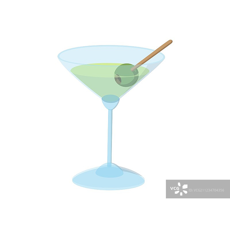 卡通风格的绿色橄榄鸡尾酒图标图片素材