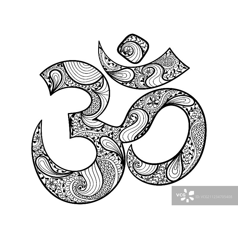 手绘印度排灯节精神符号Ohm图片素材