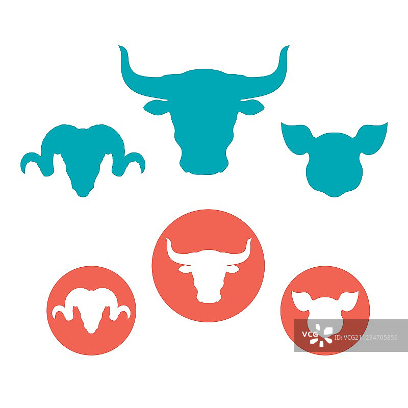 农场动物头像扁平图标合集图片素材