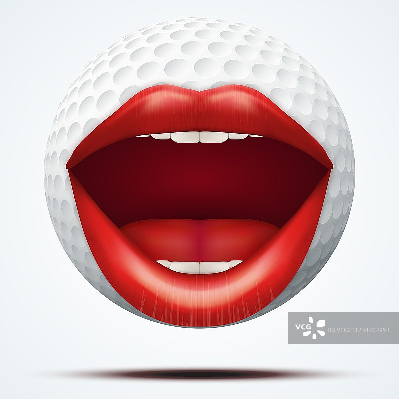 带有说话的女性嘴巴的高尔夫球图片素材