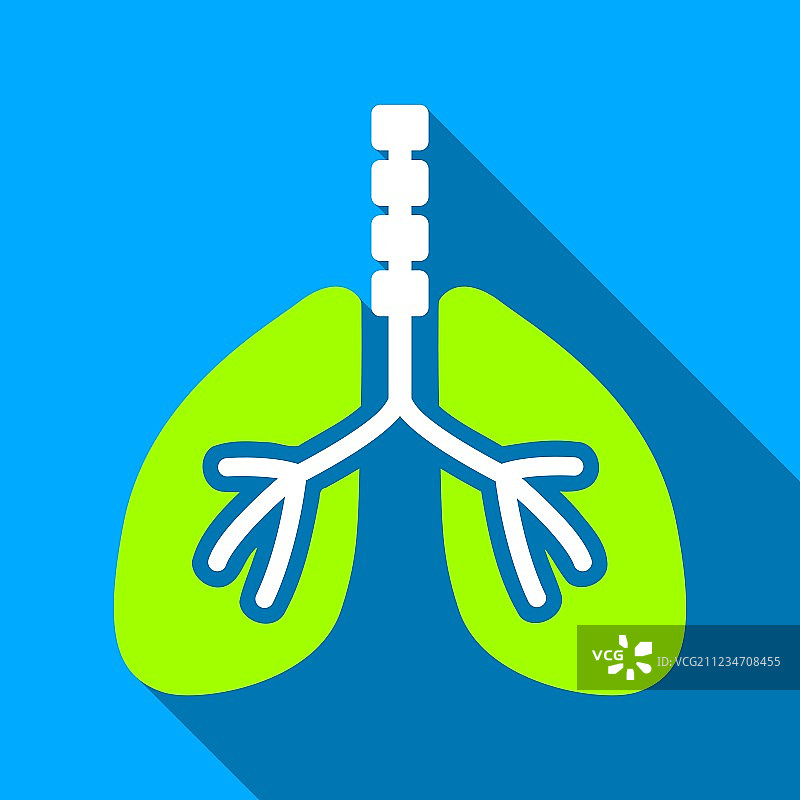 呼吸系统扁平长阴影方形图标图片素材