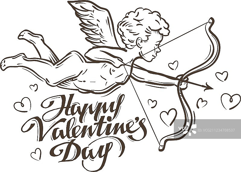 飞翔的丘比特庆祝情人节图片素材