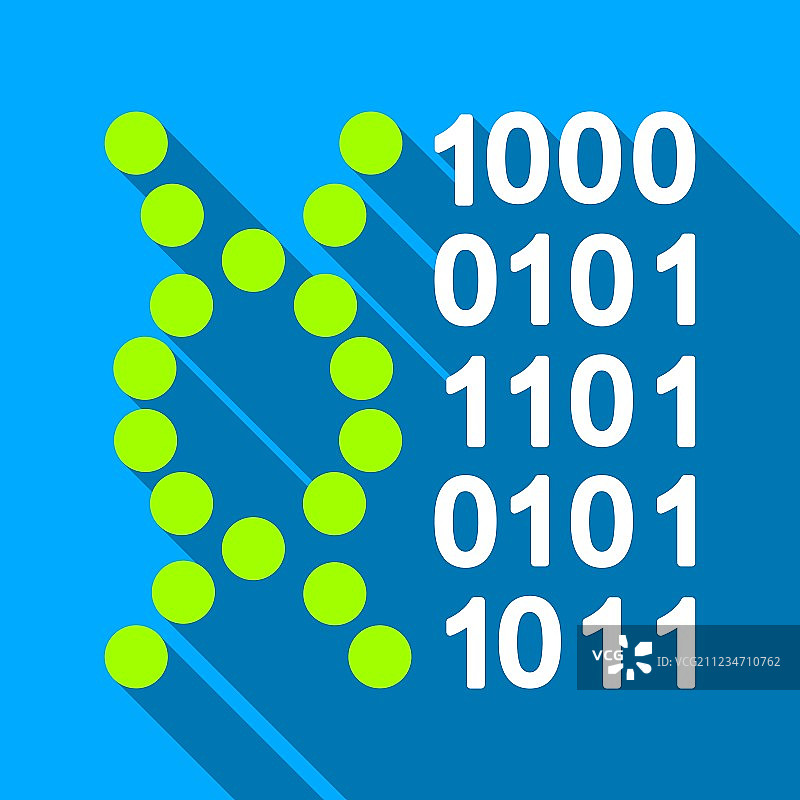 DNA代码扁平长阴影方形图标图片素材
