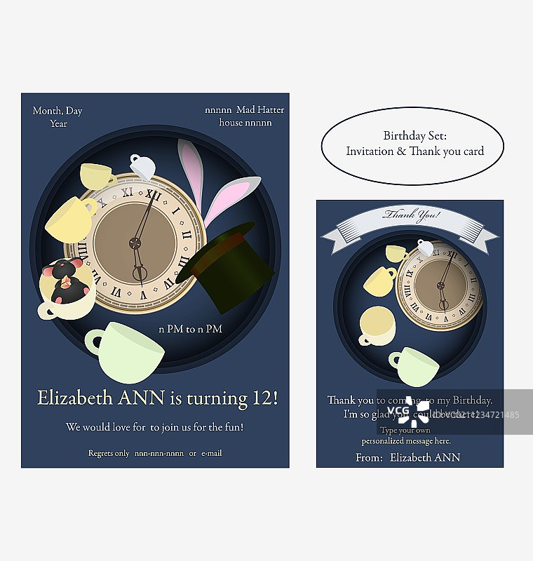 疯狂茶会生日邀请函图片素材