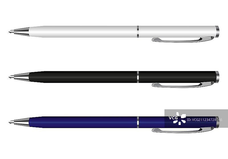 白色蓝色黑色钢笔图片素材