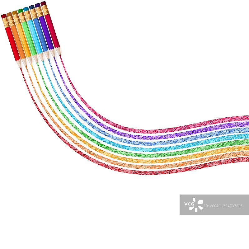 白色EPS 10上的彩色铅笔图片素材