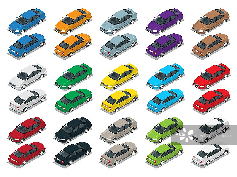 轿车 2.5D扁平风格图片素材