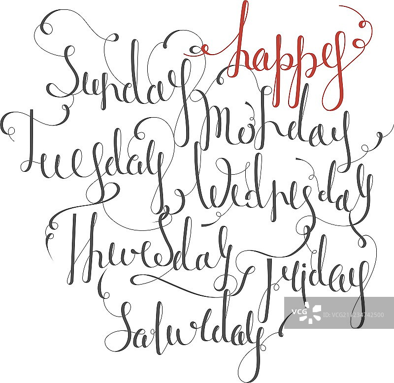 手写星期素材图片素材
