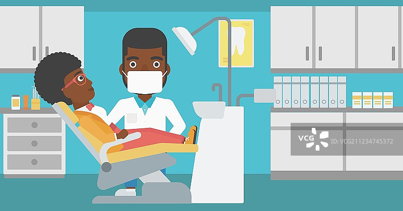 患者和医生在牙科诊所图片素材