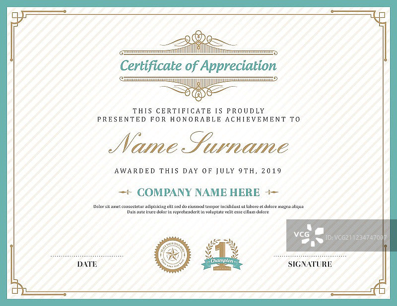 复古装饰艺术风格边框证书模板图片素材