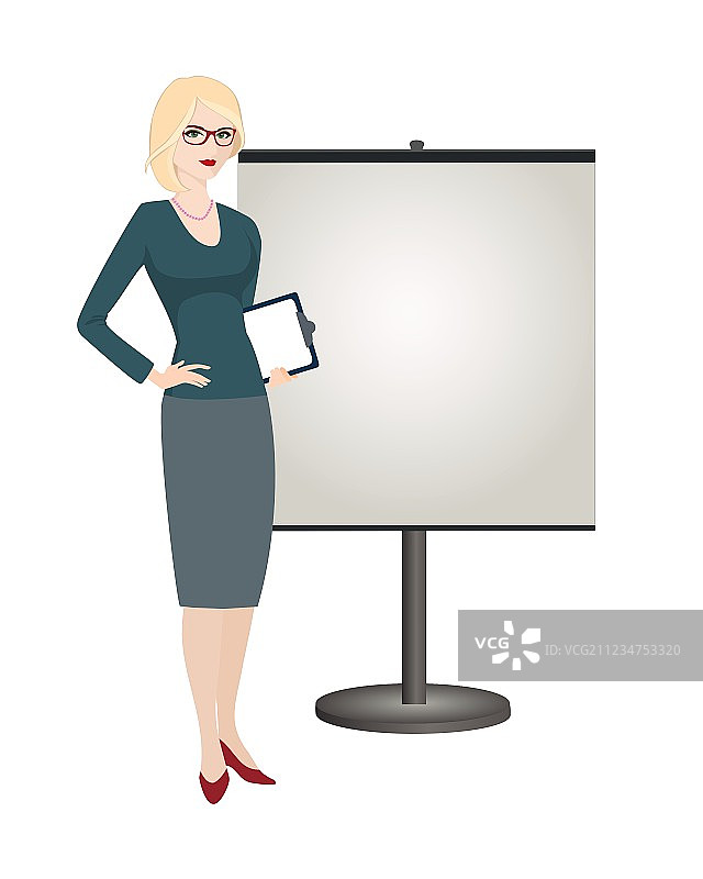 政治战略家站在展台旁图片素材