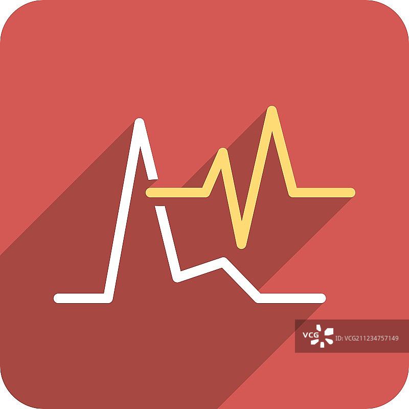 带长阴影的ECG扁平圆角正方形图标图片素材