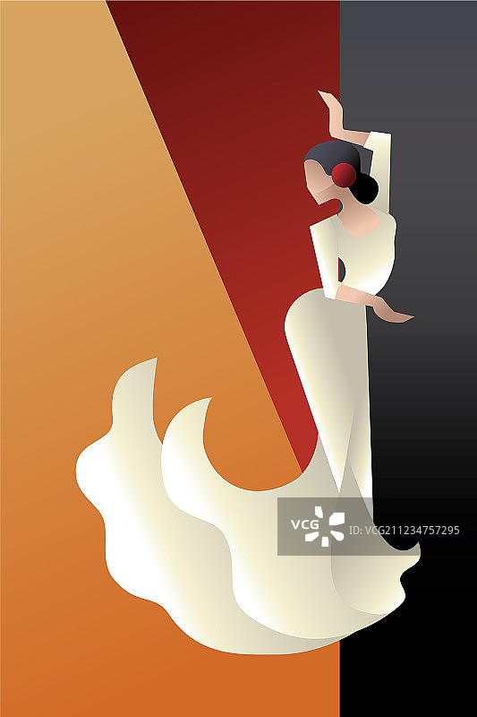 装饰艺术风格的西班牙弗拉门戈舞者图片素材