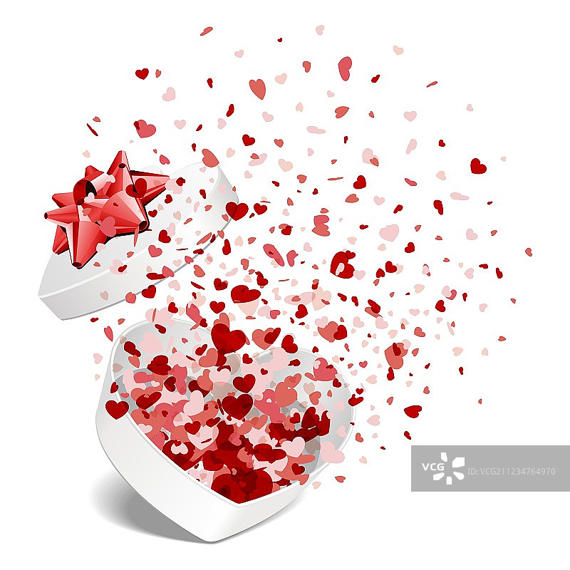 带有飞心的打开的礼品盒图片素材