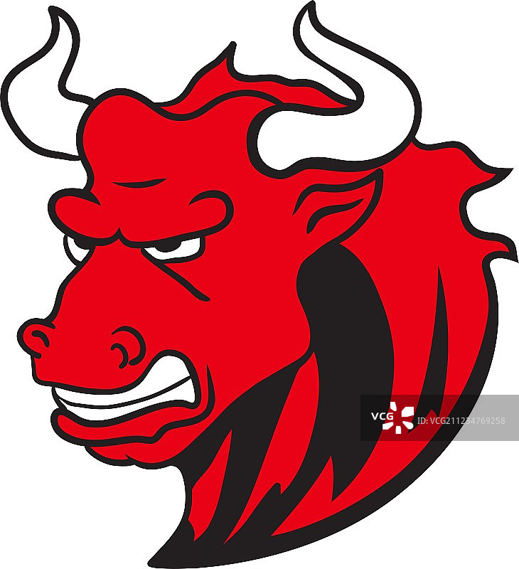 卡通设计中用于吉祥物的愤怒的野公牛图片素材