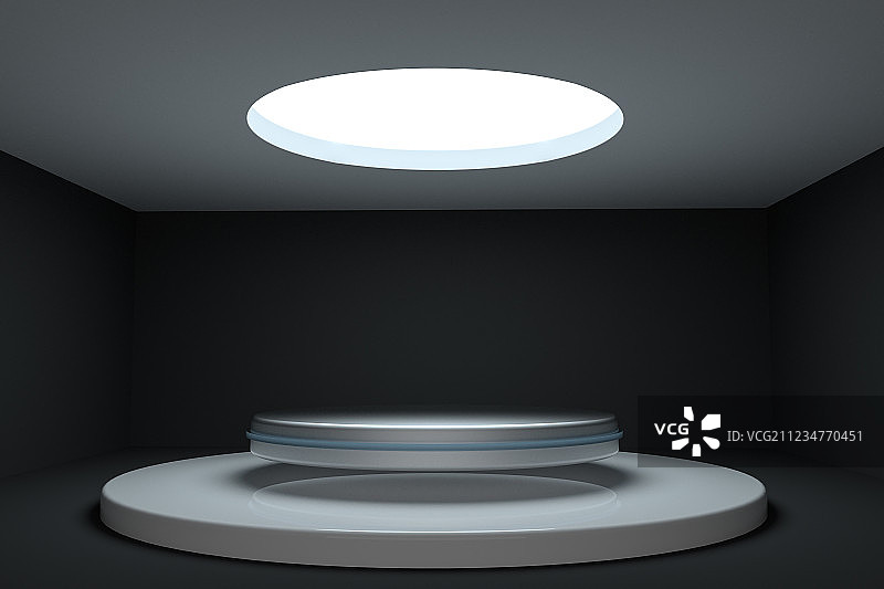 室内的圆形展台，产品展示背景，三维渲染图片素材