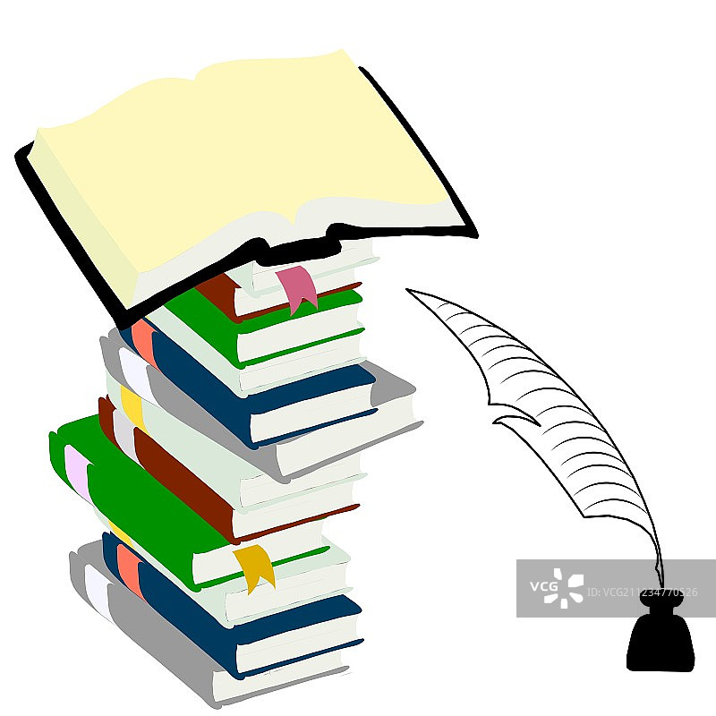 墨水池羽毛图片素材