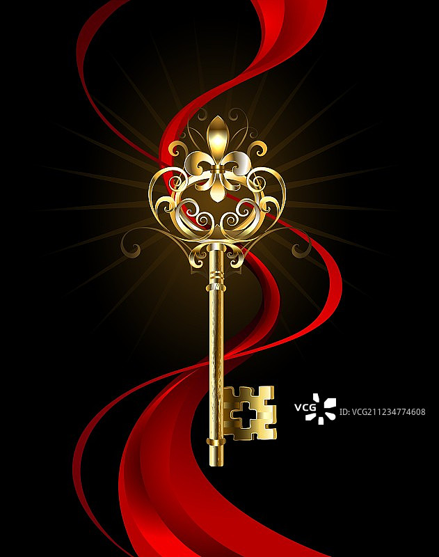 金色鸢尾花钥匙图片素材