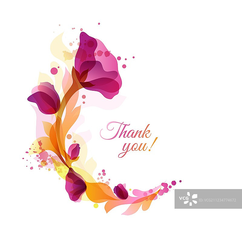 花卉框架泼墨贺卡图片素材