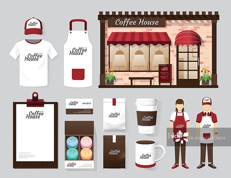 建筑、餐厅和咖啡馆店面设计图片素材