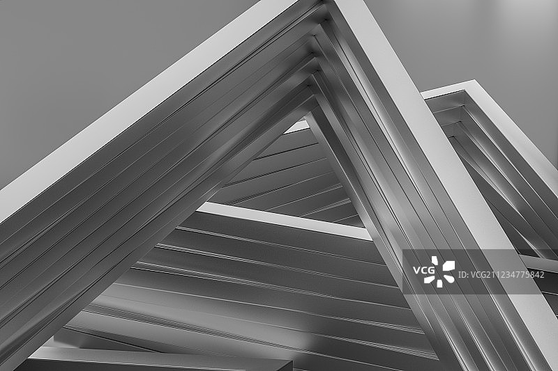 深色三角形金属框，三维渲染图片素材