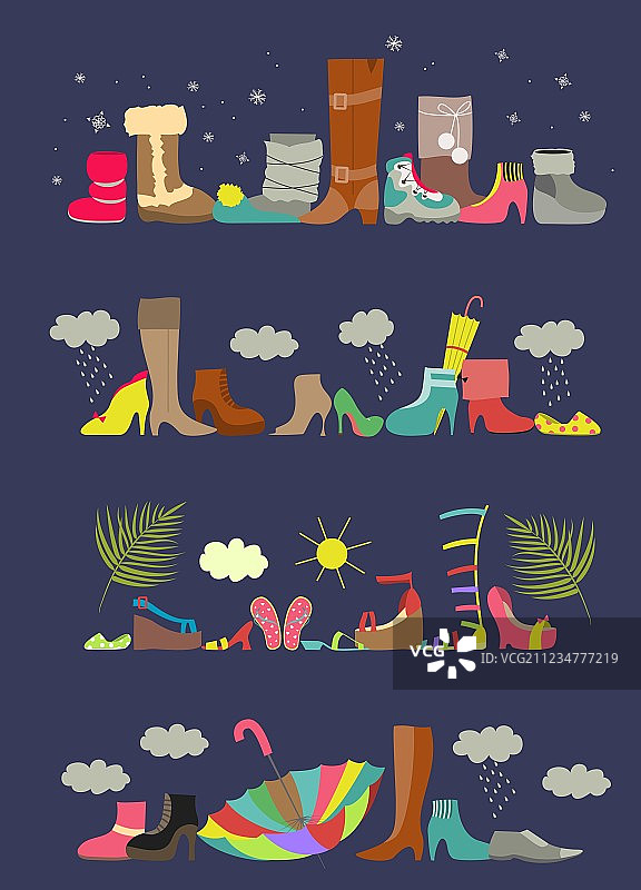 四季鞋子合集图片素材