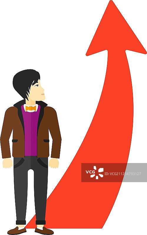 手持向上箭头的男人图片素材