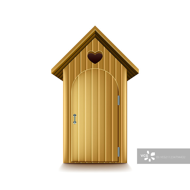 白色背景下的乡村木制厕所图片素材
