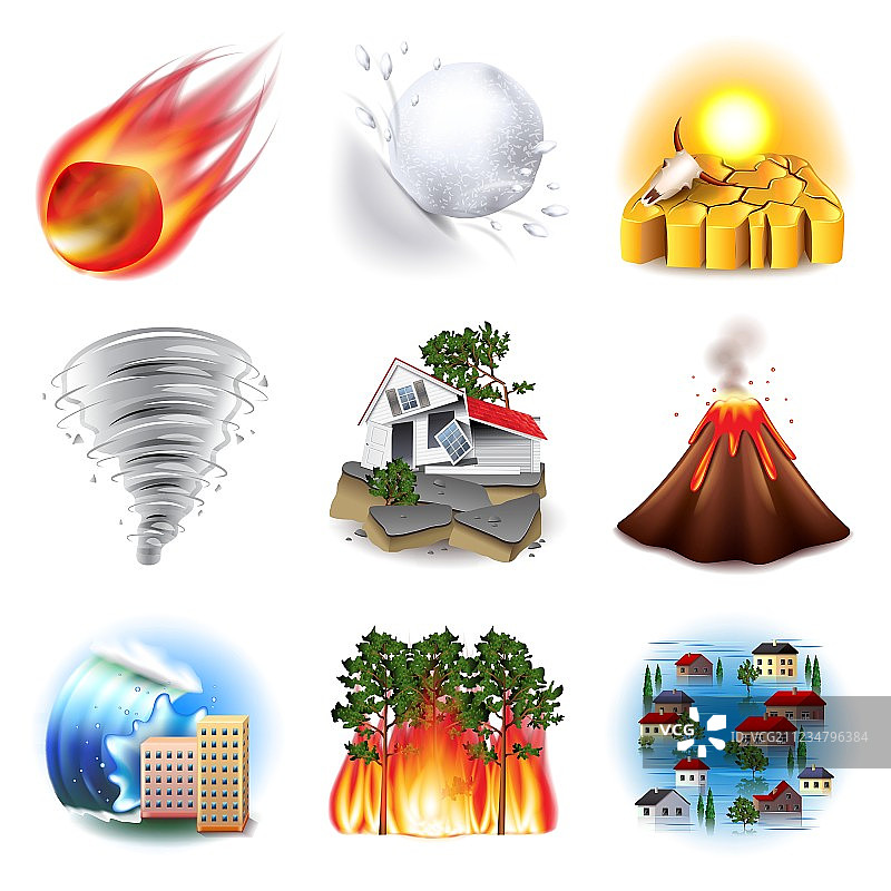 自然灾害图标集图片素材