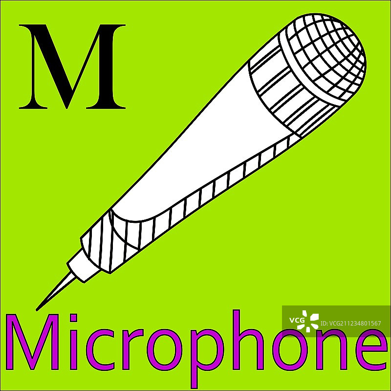 M字母麦克风填色图图片素材