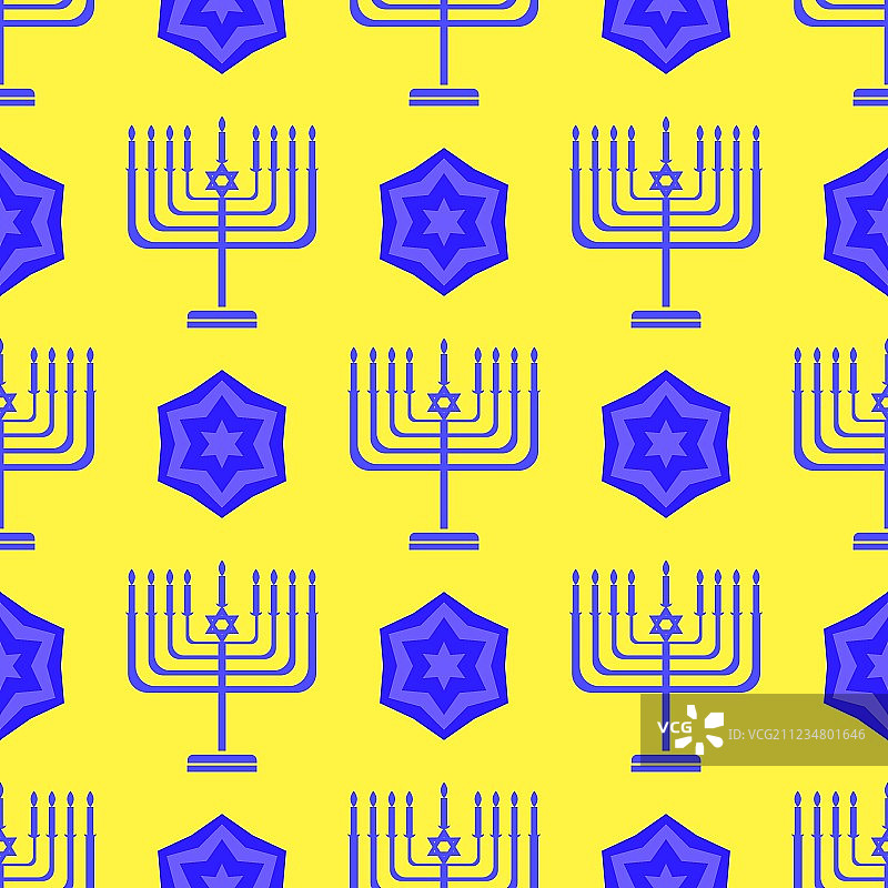 蓝色大卫之星烛台无缝背景图片素材