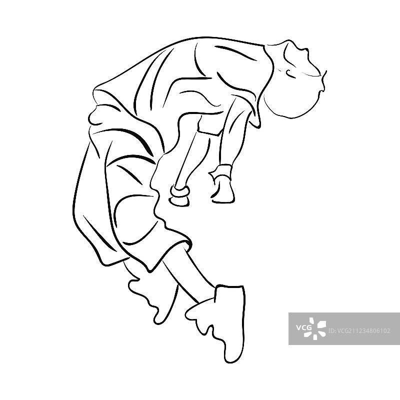 嘻哈舞者轮廓素描图片素材