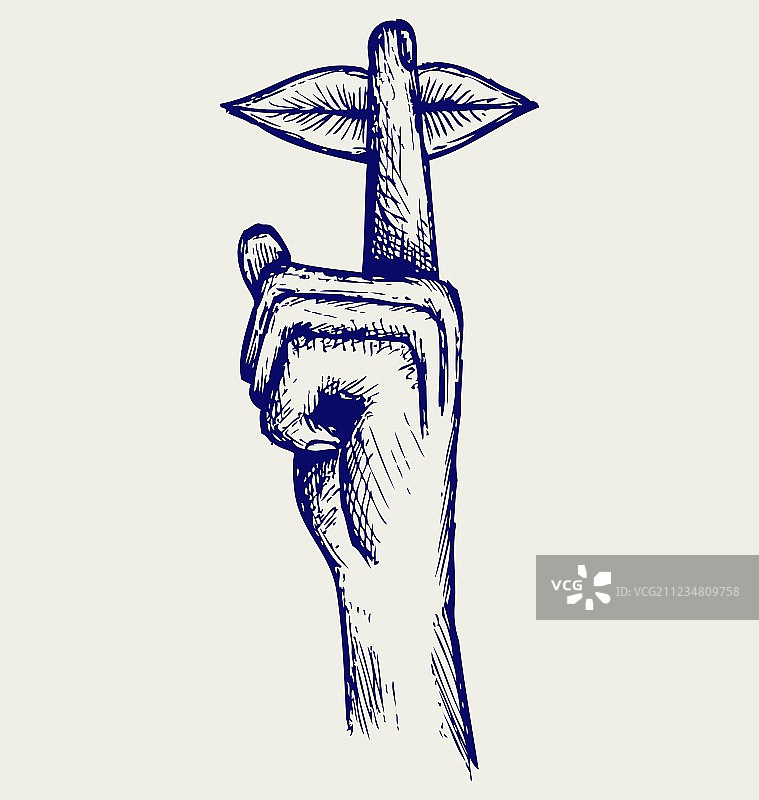 嘘！请安静嘴唇手势图片素材