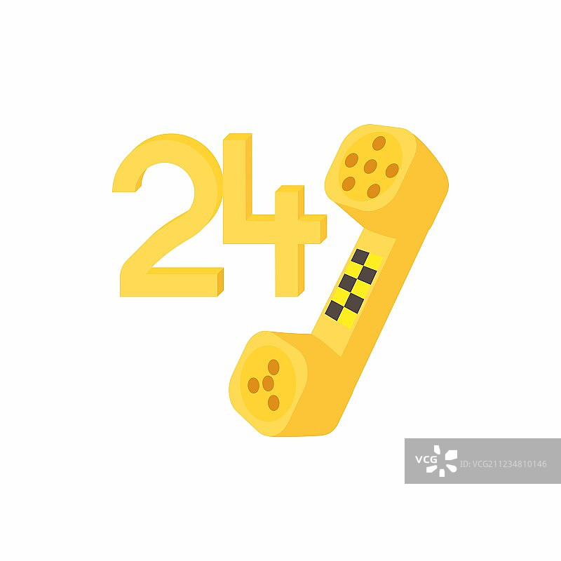 24小时出租车服务卡通图标图片素材