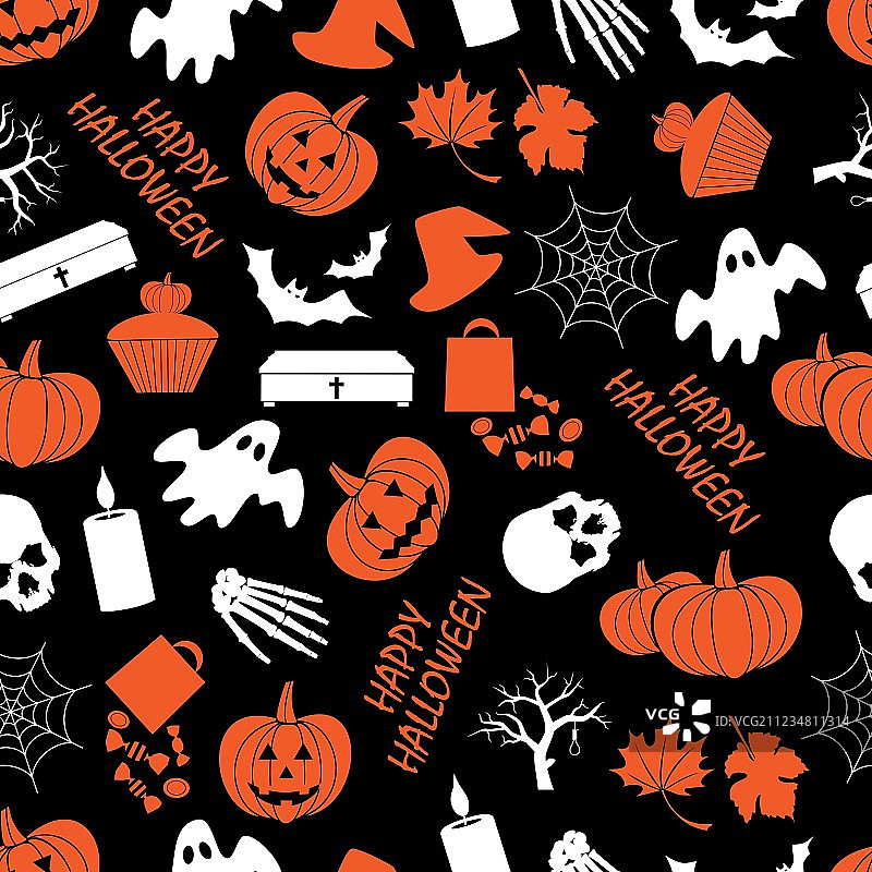 万圣节暗黑无缝图案EPS10图片素材