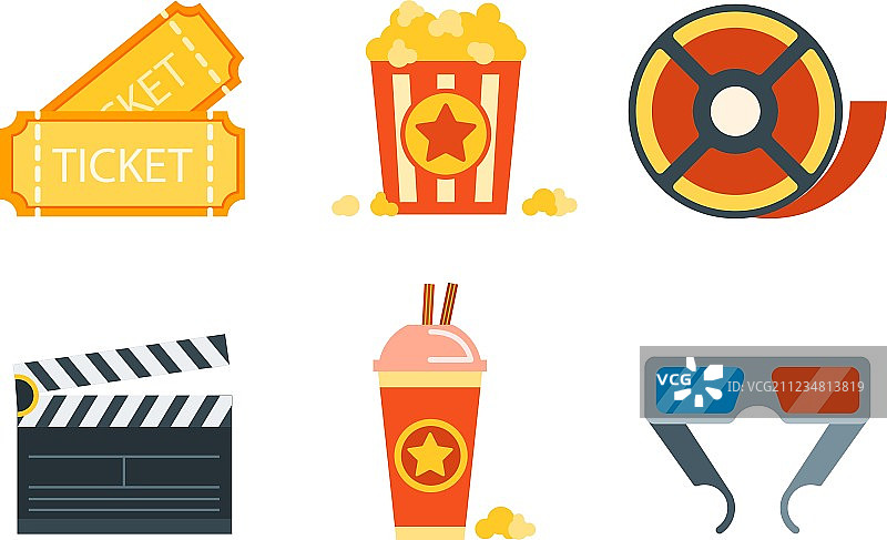 专业电影制作扁平化图标图片素材