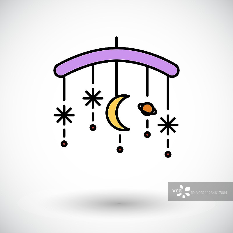 婴儿床旋转木马扁平图标图片素材